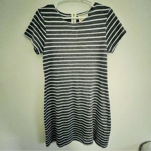 Sail to Sable Short Sleeve Mini Dress Nautical Blue White Stripes Large